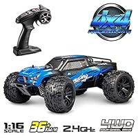 Hosim 1:16 Scale 4WD Remote Control RC Truck G174, High Speed Racing Vehicle 36km/h Radio Controlled Off-Road 2.4Ghz RC Electronic Monster Hobby Truck Buggy for Kids Adults Birthday (Blue)