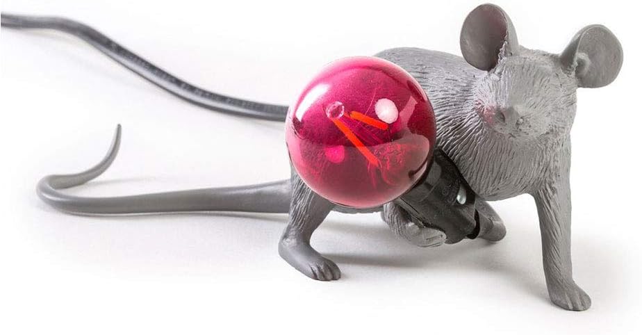 Seletti Grey Mouse Lamp Laying