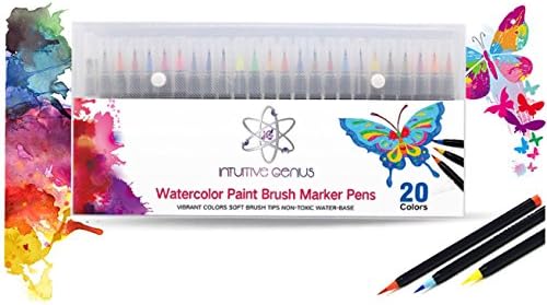 Watercolor Brush Pens - Set Of 20 Colors Soft Flexible Tip Includes 1 Water Brush Pen Nylon, Vibrant Colors - For Professional Adults &amp; Children Coloring Books,Comic,Calligraphy,Manga, Art,Writing