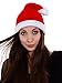 Simplicity Warm Winter Christmas Costume Knit Santa Hat with Beard set, Red