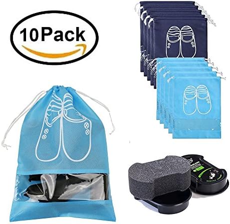 cheng xiao 10PCS Household Travel Dust-proof Shoe Organizer Bags Transparent Window for Boots, High Heel Drawstring, Space Saving Storage Bags 5PCS M+ 5PCS L