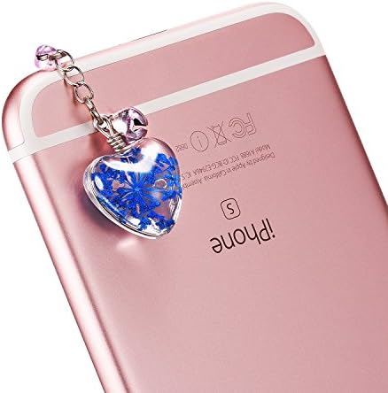 VaporMao Handmade Real Flower Anti Dust Plug/ Ear Cap / Cell Phone Charms For iPhone, iPad, iPod, Samusung and Other 3.5mm Ear Jack, Deep Blue