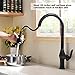 Comllen Best Antique Single Handle Solid Brass Pull Out Sprayer Oil Rubbed Bronze Kitchen Faucet, Tall Bronze Kitchen Sink Faucet Without Deck Plate
