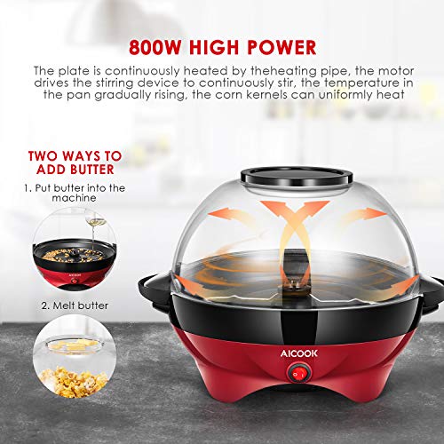 image for AICOOK Electric Hot Oil Popcorn Popper Machine, Popcorn Maker with Sti