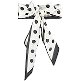 CABODYALS 2Pcs Black and White Polka Dot Neck Scarf Womens Fashion Satin Silk Neckerchief Purse Bag Scarfs Silky Headscarf Band Hair Head Long Thin Scarves for Women Gifts Handbags Costume Accessories