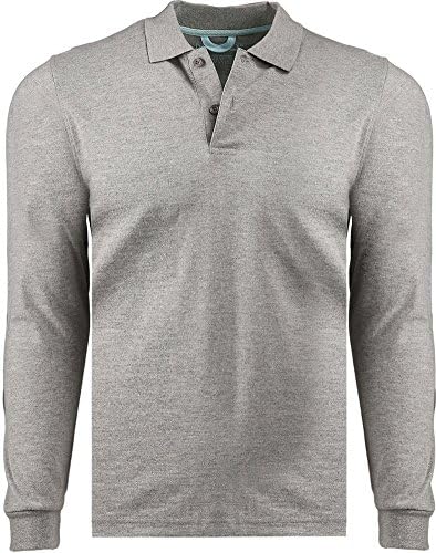 Marquis Men's Jersey Slim Fit Long Sleeve Golf Polo Knit, Medium, Heather Grey