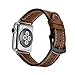 Elobeth iWatch Band Series 4 44mm Genuine Leather Replacement Watchband Crazy Horse Double Lines with Secure Metal Clasp Buckle Compatible Apple Watch 4 44mm/ 42mm Brown