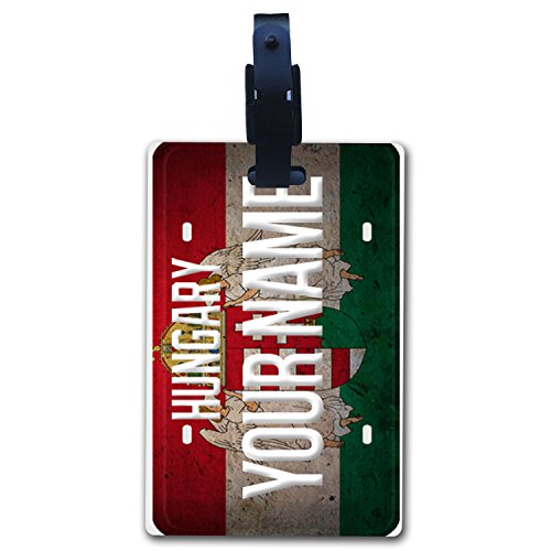 BleuReign(TM Personalized Custom Name Country License Plate Flag Luggage Tag with Strap All Countries Available