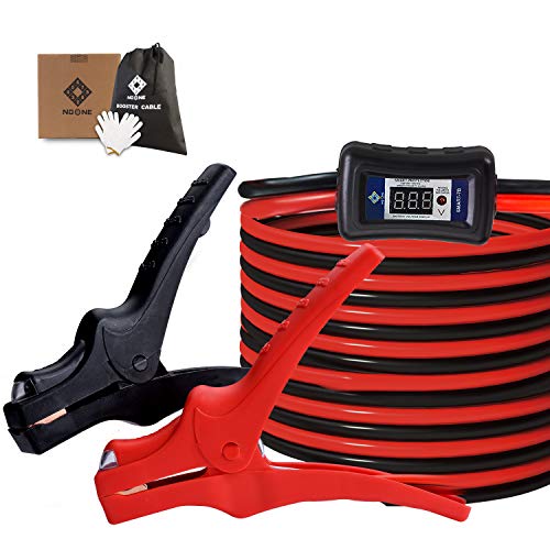 NoOne Jumper Cable 4 Gauge 18 Feet Booster Cables with LED Light