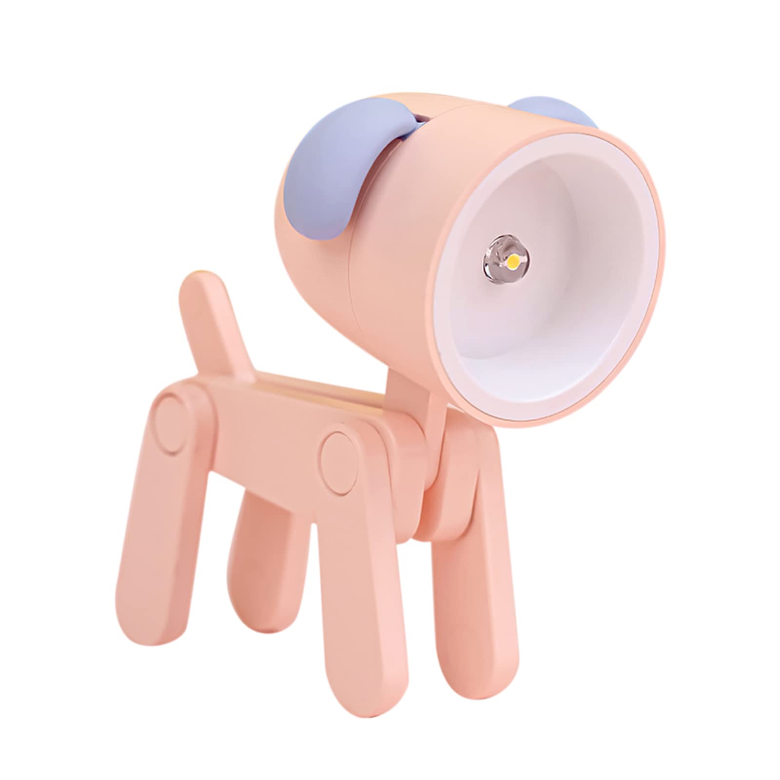 LED Cute Night Light Dog, DIY Cartoon Mini Lamp, Folding Cell Phone Stand Desk Lamp Animal Reading Light Decorative Ornaments Eye-Protection Lamp for Kids (Pink Dog)