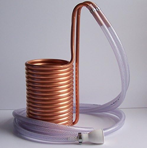 Copper wort chiller with 2 x 100 cm hoses - with push on tap connector