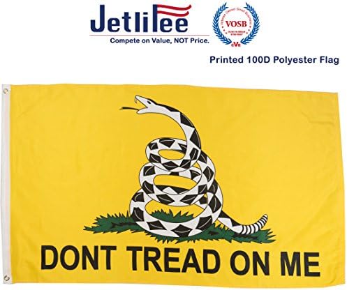 Jetlifee 3x5 Foot Don't Tread On Me Gadsden Flag by US Veterans Owned Biz. 100D Tea Party Flags Polyester with Brass Grommets 3 X 5 Ft