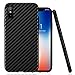 iPhone X Case,Ultra-Thin Flexible TPU Armor Carbon Fiber Leather Hybrid Defender Anti-Slip Scratch Fingerprint Dust Shock-proof Resistant Non-Bulky Protective Case Cover for Apple i-Phone X -Jet Black