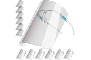 salipt Anti-fog Reusable Face Shields with Glasses Frame Set for Men and Women,6 Glasses and 12 Shields