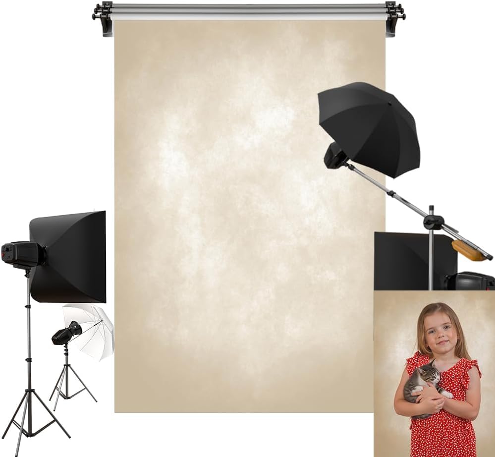 Photo 1 of Kate 5x7ft/1.5x2.2m Light Yellow Backdrop Little Brown Gold Abstract Texture Portrait Photography Backgrounds Photo Studio Props