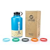 45 Degree Latitude Beer Growler, Enjoy Your Favorite Craft Beer Or IPA From The Comfort Of Your Own Home, Stainless Steel Growler 64 oz - Cayman Blue