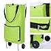 Dewsshine Collapsible Trolley Bags Folding Shopping Cart Reusable Grocery Bags with Wheels for Women Kids (Green)