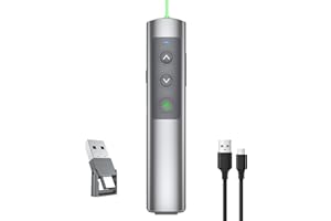 SSPONT Metal Presentation Clicker with Laser Pointer for Powerpoint Presentations Powerpoint Clicker Remote Wireless Presenter Presentation Clicker Power Point Clicker (Green Light-Model B)