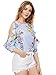 Floerns Women's Cold Shoulder Casual Print Ruffle Blouse Top
