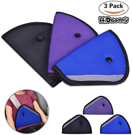 Hidreammy Seatbelt Adjuster Seatbelt Cover, 3 Packs Car Seat Belt Covers Car Seat Belt Positioner for Kids - Black, Blue, Purple