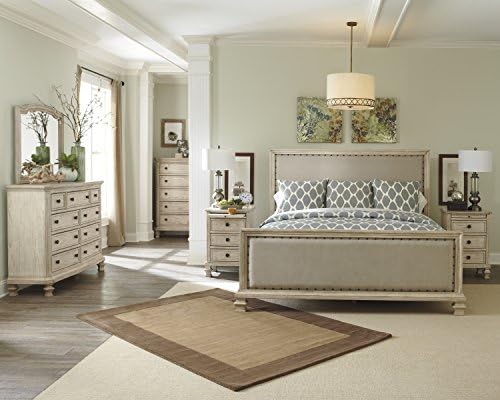 Ashley B693 Demarlos Bedroom Set - In Home White Glove Delivery Included (6-PC King Upholstered Bedroom Set)