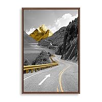 Framed Canvas Wall Art Golden Road Canvas Prints Home Artwork Decoration for Living Room,Bedroom - 16x24 inches