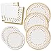 New Years Plates and Napkins Bulk Disposable Dinnerware Set for 50 Guests Gold Dot Plates and Napkins 50 Paper Dinner Plates 50 Dessert Plates and 100 Napkins for Holiday Wedding Bridal Baby Shower