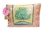 Vintage Design Peacock Love Graphic Art Design Oil Cloth Large Make-up or Accessory Travel Bag