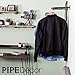 Pipe Decor Industrial Pipe Wall Mounted Clothing Rack, Commercial or Residential Wardrobe Clothes Display, Heavy Duty Rustic Vintage Steel Grey Black Metal Garment Bracket Frame, Dual Flange Style
