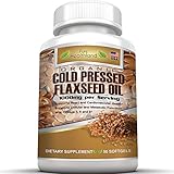 Organic Cold Pressed Flaxseed Oil Softgels 1000mg By Pure Healthland. Omega 3 6 9 Essential Fatty Acids. Flax Seed Oil Supplement Pills for Heart Health Boost Metabolism Healthy Hair, Skin and Nails
