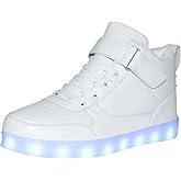 JEVRITE Unisex LED Light Up High Top Sneakers - USB Charging for Women & Men - Couples Shoes
