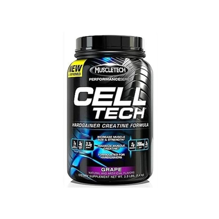 MuscleTech Cell Tech Creatine Monohydrate Formula Powder, HPLC-Certified, Improved Muscle Growth & Recovery, Grape, 30 Servings (3.09lbs)