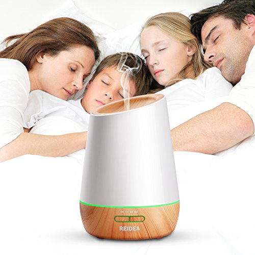 REIDEA 500ml Aromatherapy Essential Oil Diffuser Humidifier with 7 Color Breathing LED Lights