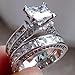 WensLTD Clearance! 2-in-1 Womens Vintage White Diamond Silver Engagement Wedding Band Ring Set (#6, Silver)