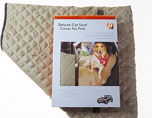 Adog Deluxe Quilted Dog Car Back Seat Cover, Tan/Brown