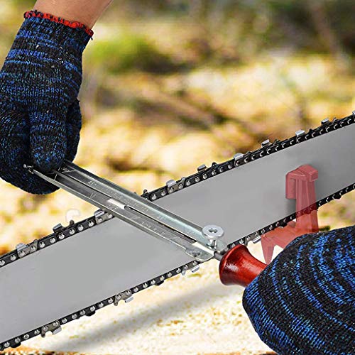 10 Piece Chainsaw Sharpening & Filing Kit, Includes :5/32, 3/16, 7/32 Round Files, 6 Inch Flat File, Depth Gauge, Filing Guide Holder, Hardwood Handle, Tool Set Pouch for Sharpening Saw Chain Blades