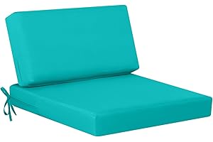 idee-home Outdoor Cushions for Patio Furniture, Outdoor Seat Cushion, Waterproof Couch Hampton Bay Deep Seat Replacement Chair Cushions for Garden Lawn Backyard Deck, 26.5 x 26.5 Peacock Blue