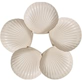 Fkereg Set of 5 Shell Shape Dessert Plates 6 Inch, Small Plates for Appetizers, Reusable Plastic Wedding Cake Plates, Snack Salad Party Serving Plate for Travel Camping Picnic, Beige