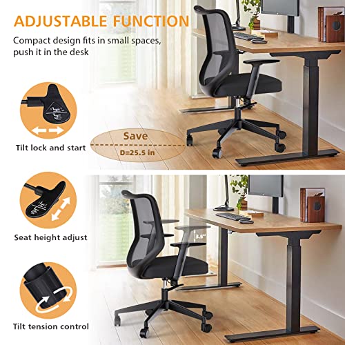 ETasker Ergonomic Office Chair Home Mesh Desk Chair with Adjustable Arms Mid Back Computer