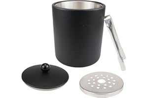 Double Wall Ice Bucket 1.3L Stainless Steel Insulated Champagne Bucket with Lid and Ice Tongs for Home Restaurant Hotel Cater