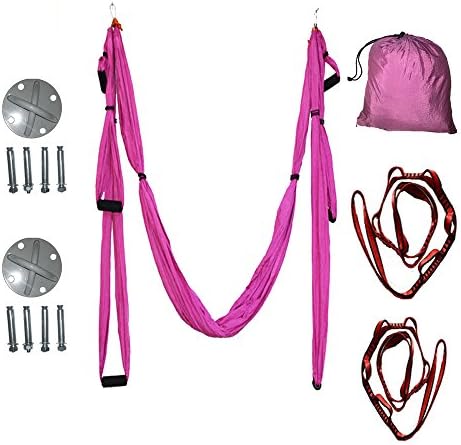 Egojin High Strength Decompression Hammock Inversion Trapeze Anti-Gravity Aerial Traction Yoga Gym Swing Hanging With 4 Color(pink)