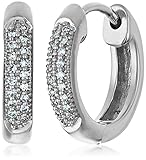 Sterling Silver Diamond Pave Hoop Earrings (1/10cttw, I-J Color, I2-I3 Clarity)