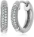 Sterling Silver Diamond Pave Hoop Earrings (1/10cttw, I-J Color, I2-I3 Clarity)