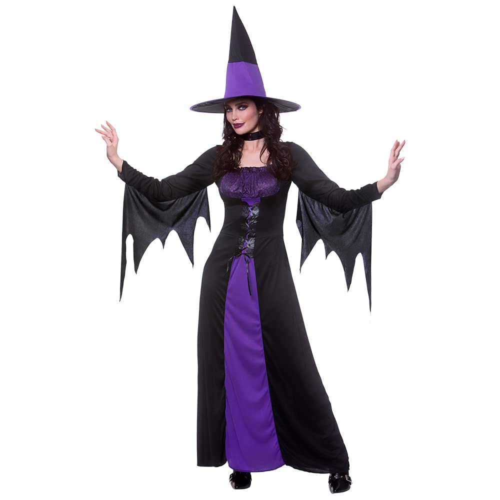 Wicked Costumes Adult Ladies Spellbound Witch Purple/Black Halloween Fancy Dress Costume (Women: 26-28)