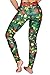 Womens Wide Waistband Christmas Bells Patterned Leggings Deep Green Free Size