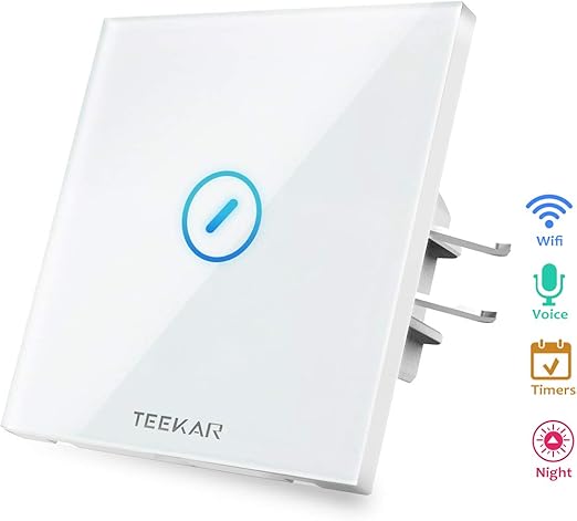Teekar Interruptor Tactil De Pared Wifi Alexa 1 Boton Domotica