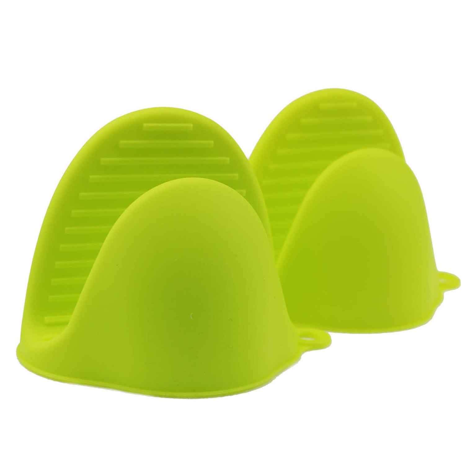 Silicone Oven Mitts for Instant Pot or Kitchen use as Potholder or Baking Holder Mitten Holders can be Used When Cooking on a Grill Pinch Grips Kitchen Heat Resistant Gloves (green, 2pcs/set)