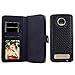 TabPow Moto Z Play Droid Case, Weave Zipper Cash Slot, Card Slots, Button Snap, Flip PU Leather Wallet Case Cover With Detachable Magnetic Hard Case For Motorola Moto Z Play Droi - Weave Black