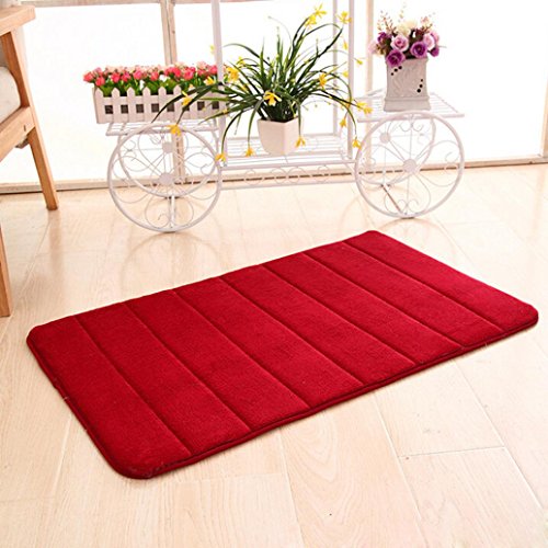 Vanvler Antislip Mat, Memory Foam Carpet Absorbent Bathroom Shower Bath Mats (Red) - Thumbnail 2
