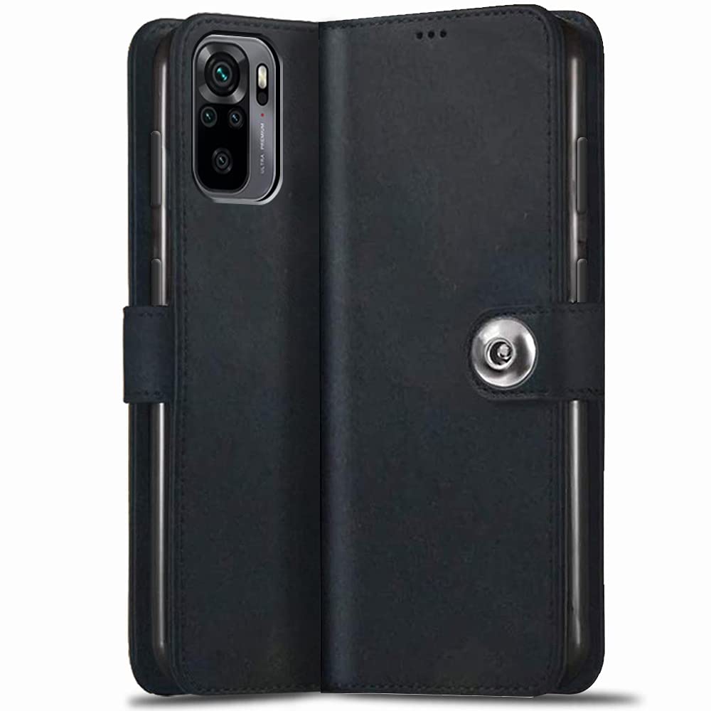 TheGiftKart Genuine Leather Finish Flip Cover for Mi Redmi Note 10